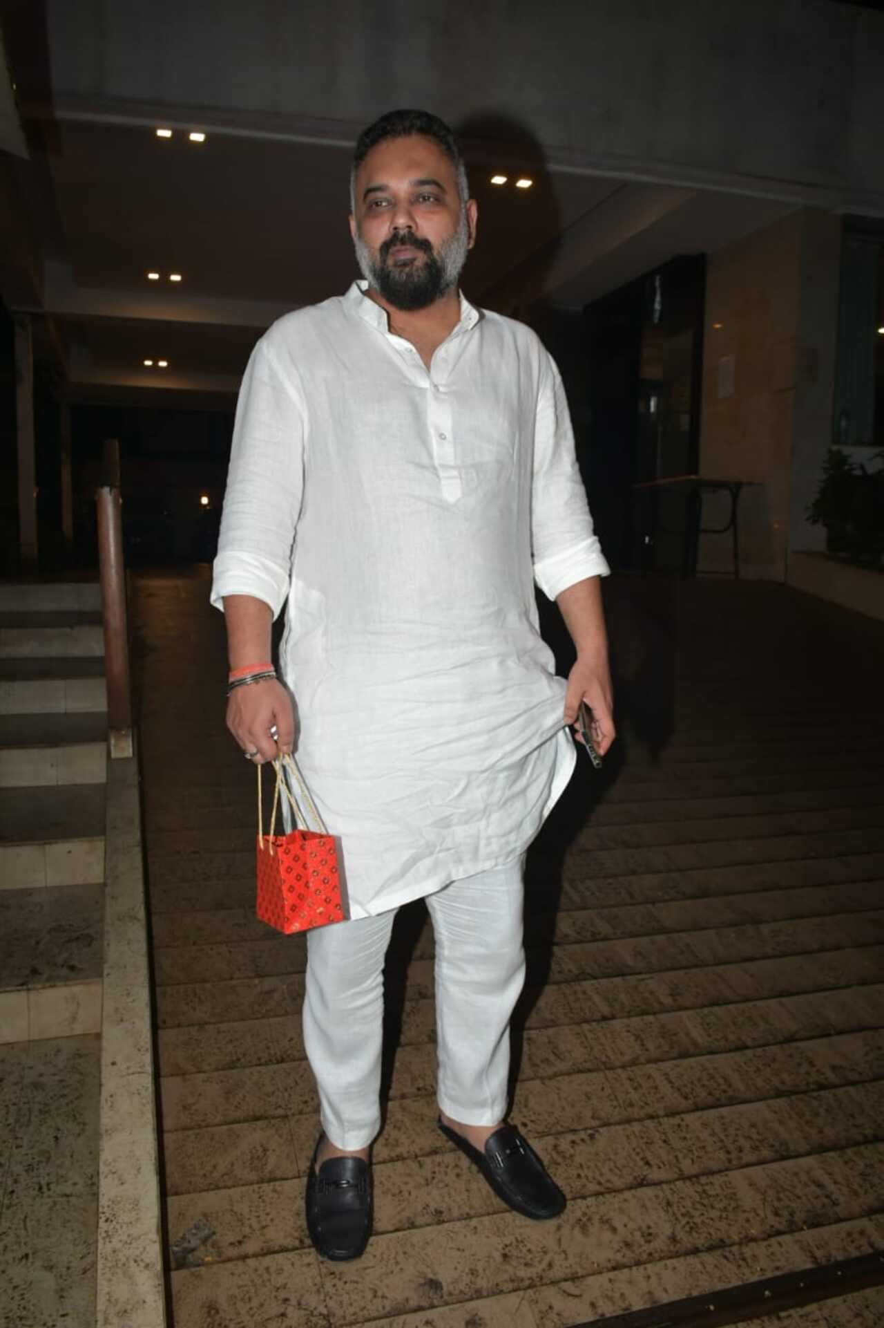 Luv Ranjan was clicked. The filmmaker wore a all-white traditional outfit